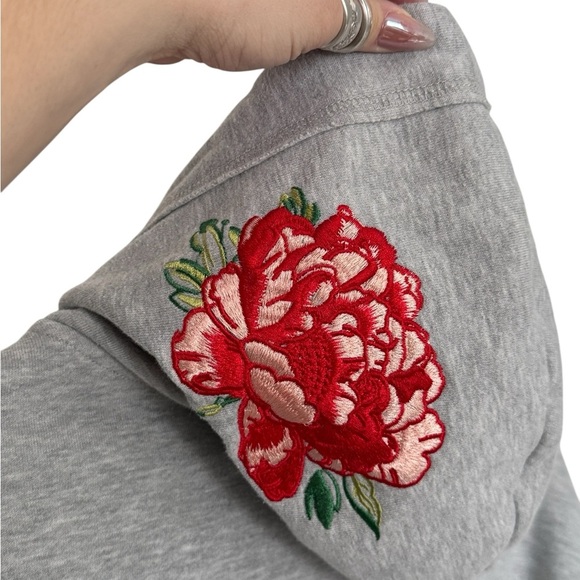 H&M Gray Floral Embroidered Hoodie - Picture 8 of 8